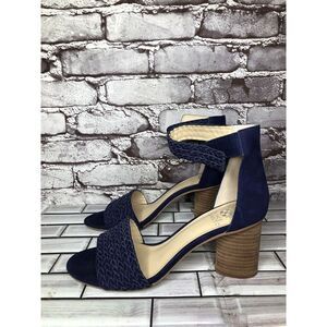 Vince Camuto Jedina Blue Leather Woven AnkleStrap Dress Sandals Women 9.5M US/41